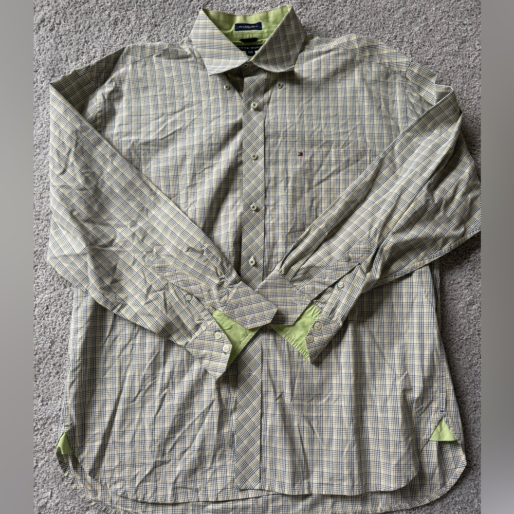Tommy Hilfiger Men's Yellow‎ and Blue Checkered Shirt